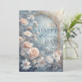 Elegante romantische bloemenbruiloft gefeliciteerd kaart (Staand voorkant)