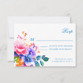 Elegante romantische bloemenbruiloft RSVP Rainbow (Voorkant)