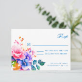 Elegante romantische bloemenbruiloft RSVP Rainbow (Staand voorkant)