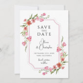 Elegante romantische bloemenfoto Sla de datum op Kaart (Voorkant)