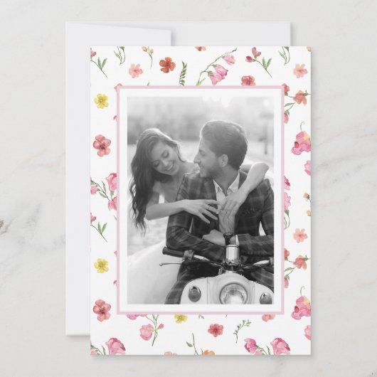 Elegante romantische bloemenfoto Sla de datum op Kaart (Achterkant)