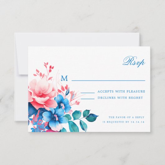 Elegante romantische bloemenscript bruiloft RSVP (Voorkant)