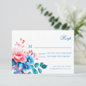 Elegante romantische bloemenscript bruiloft RSVP (Staand voorkant)