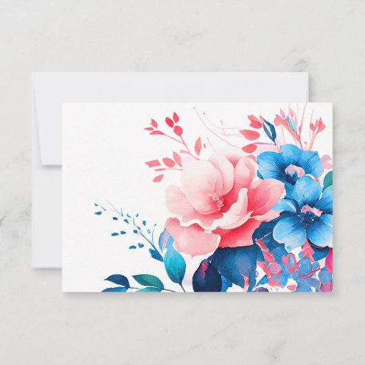 Elegante romantische bloemenscript bruiloft RSVP (Achterkant)