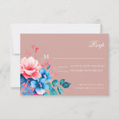 Elegante romantische bloemenscript bruiloft RSVP B Kaartje (Voorkant)