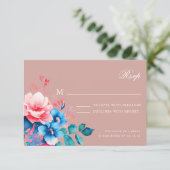 Elegante romantische bloemenscript bruiloft RSVP B Kaartje (Staand voorkant)