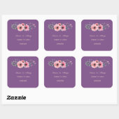 Elegante Romantische Bloemige Bruiloft Vierkante Sticker (Vel)