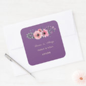 Elegante Romantische Bloemige Bruiloft Vierkante Sticker (Envelop)