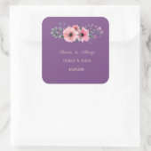Elegante Romantische Bloemige Bruiloft Vierkante Sticker (Tas)