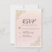 Elegante romantische blush roze goud RSVP kaartje (Voorkant)