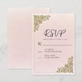 Elegante romantische blush roze goud RSVP kaartje (Voorkant / Achterkant)