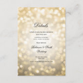 Elegante Romantische Bokeh Lights Trouwdetails Informatiekaartje (Voorkant)