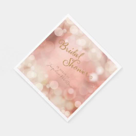 Elegante Romantische Bokeh Schitterende Roze Bruil Servet (Hoek)