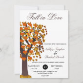 Elegante Romantische Boom Verliefd Herfst Bruiloft Kaart (Voorkant)
