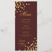 Elegante romantische bruiloft Confetti Gold Bourgo Menu (Voorkant)
