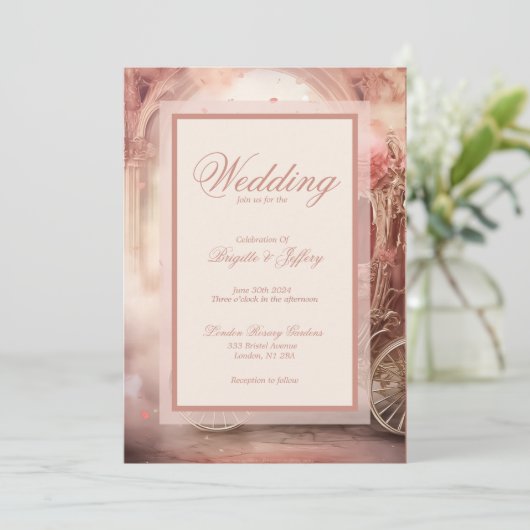 Elegante  romantische bruiloft uitnodiging (Staand voorkant)