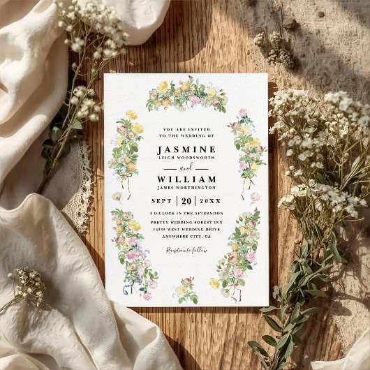 Elegante Romantische Bruisende Bloemen QR Code Tro Kaart