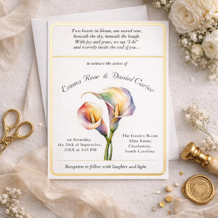 Elegante Romantische Calla Lelie Zachte Waterverf Folie Uitnodiging