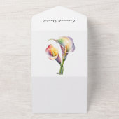 Elegante romantische Calla Lily Soft Waterverf Pas All In One Uitnodiging (Buitenkant)