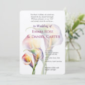 Elegante romantische Calla Lily Waterverf bruiloft Kaart (Staand voorkant)