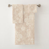 Elegante romantische chique bloemen damast-crème bad handdoek (Insitu)
