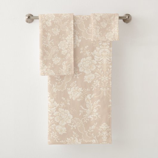 Elegante romantische chique bloemen damast-crème bad handdoek (Insitu)