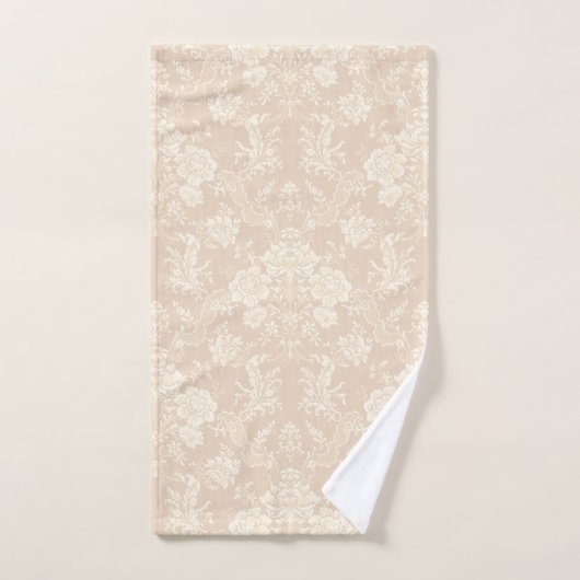 Elegante romantische chique bloemen damast-crème bad handdoek (Handdoek)