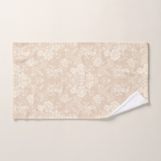 Elegante romantische chique bloemen damast-crème bad handdoek (Handdoek)