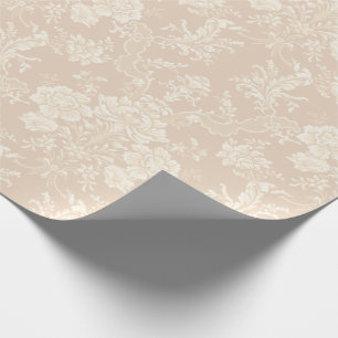 Elegante romantische chique bloemen damast-crème cadeaupapier