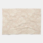 Elegante romantische chique bloemen damast-crème theedoek (Horizontaal)