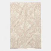 Elegante romantische chique bloemen damast-crème theedoek (Verticaal)