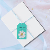 Elegante romantische Daisy Turquoise dank u bruilo Cadeaulabel