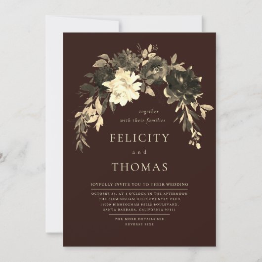 Elegante Romantische Donkere Chocolade QR Code Huw Kaart (Voorkant)