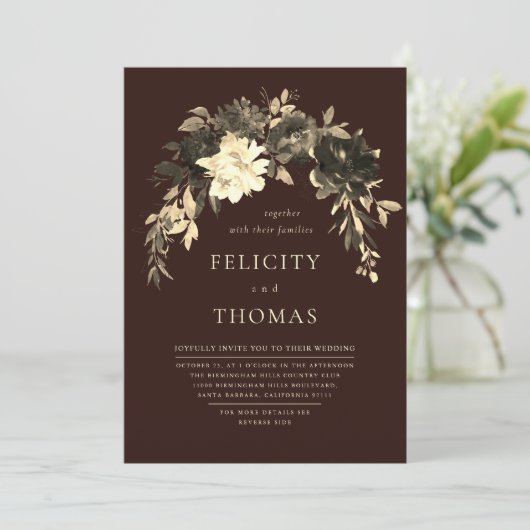 Elegante Romantische Donkere Chocolade QR Code Huw Kaart (Staand voorkant)