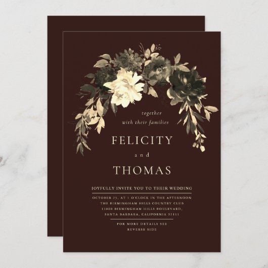 Elegante Romantische Donkere Chocolade QR Code Huw Kaart (Voorkant / Achterkant)