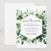 Elegante romantische eucalyptus digitale bruiloft save the date (Voorkant / Achterkant)