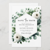 Elegante romantische eucalyptus digitale bruiloft save the date (Voorkant / Achterkant)