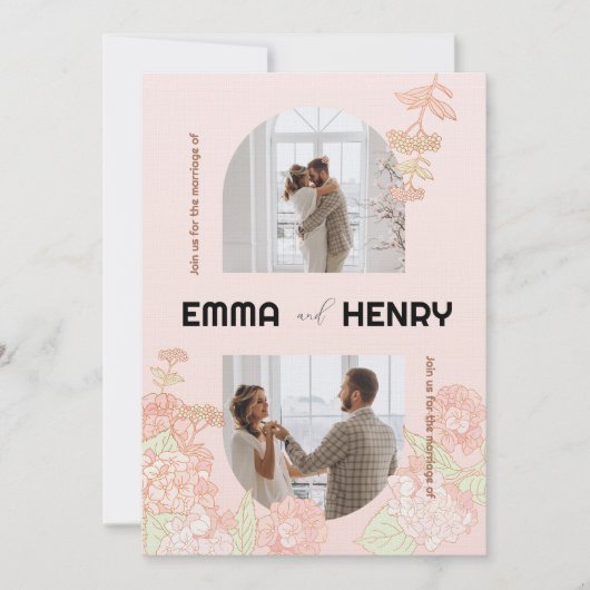 Elegante romantische foto bruiloft uitnodiging (Voorkant)