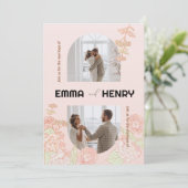 Elegante romantische foto bruiloft uitnodiging (Staand voorkant)