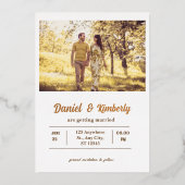 Elegante Romantische Foto Real Folie Bruiloft Folie Uitnodiging (Voorkant)