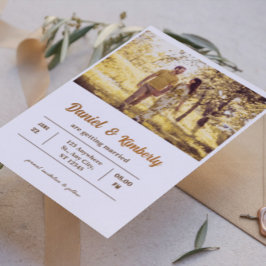 Elegante Romantische Foto Real Folie Bruiloft Uitnodiging