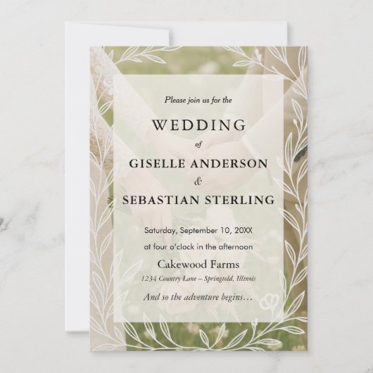 Elegante romantische fotoscript moderne bruiloft kaart (Voorkant)