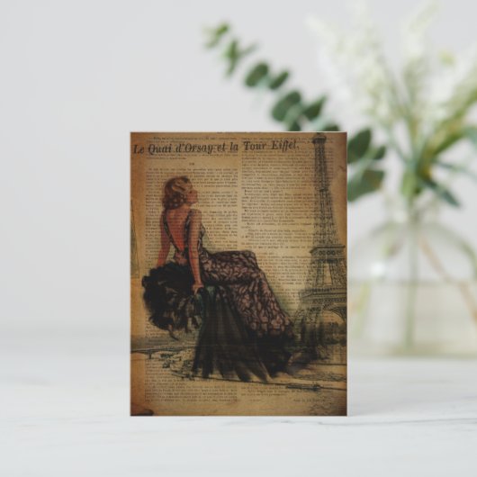 Elegante romantische  girly Paris mode Briefkaart (Staand voorkant)
