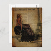 Elegante romantische  girly Paris mode Briefkaart (Voorkant / Achterkant)