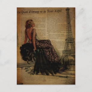 Elegante romantische  girly Paris mode Briefkaart