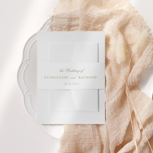 Elegante Romantische Gouden Script Bruiloft Uitnodigingen Wikkel