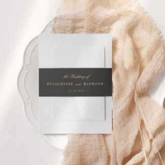 Elegante Romantische Gouden Script Bruiloft Uitnodigingen Wikkel
