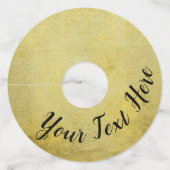 Elegante romantische gouden textuur met zwart schr wijnglaslabel (Voorkant)