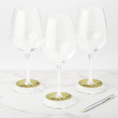 Elegante romantische gouden textuur met zwart schr wijnglaslabel (Set)