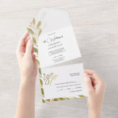 Elegante romantische groene thee Waterverf kunst All In One Uitnodiging (Afscheurbaar)